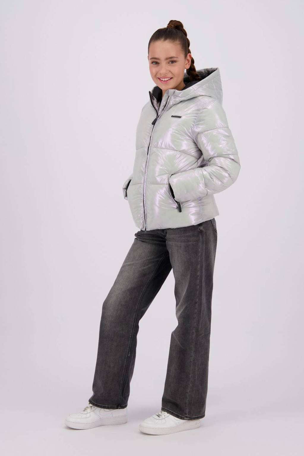 Raizzed gewatteerde winterjas Marly zilver metallic