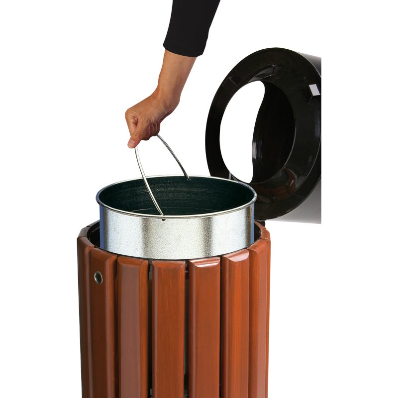 Corbeille Zeno 40 litres Rossignol ronde extérieur bois