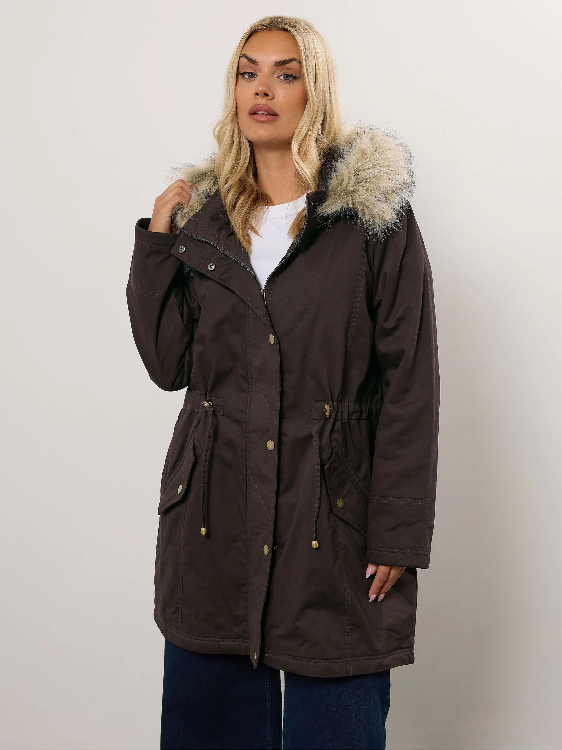 Yours curve parka met bontrand