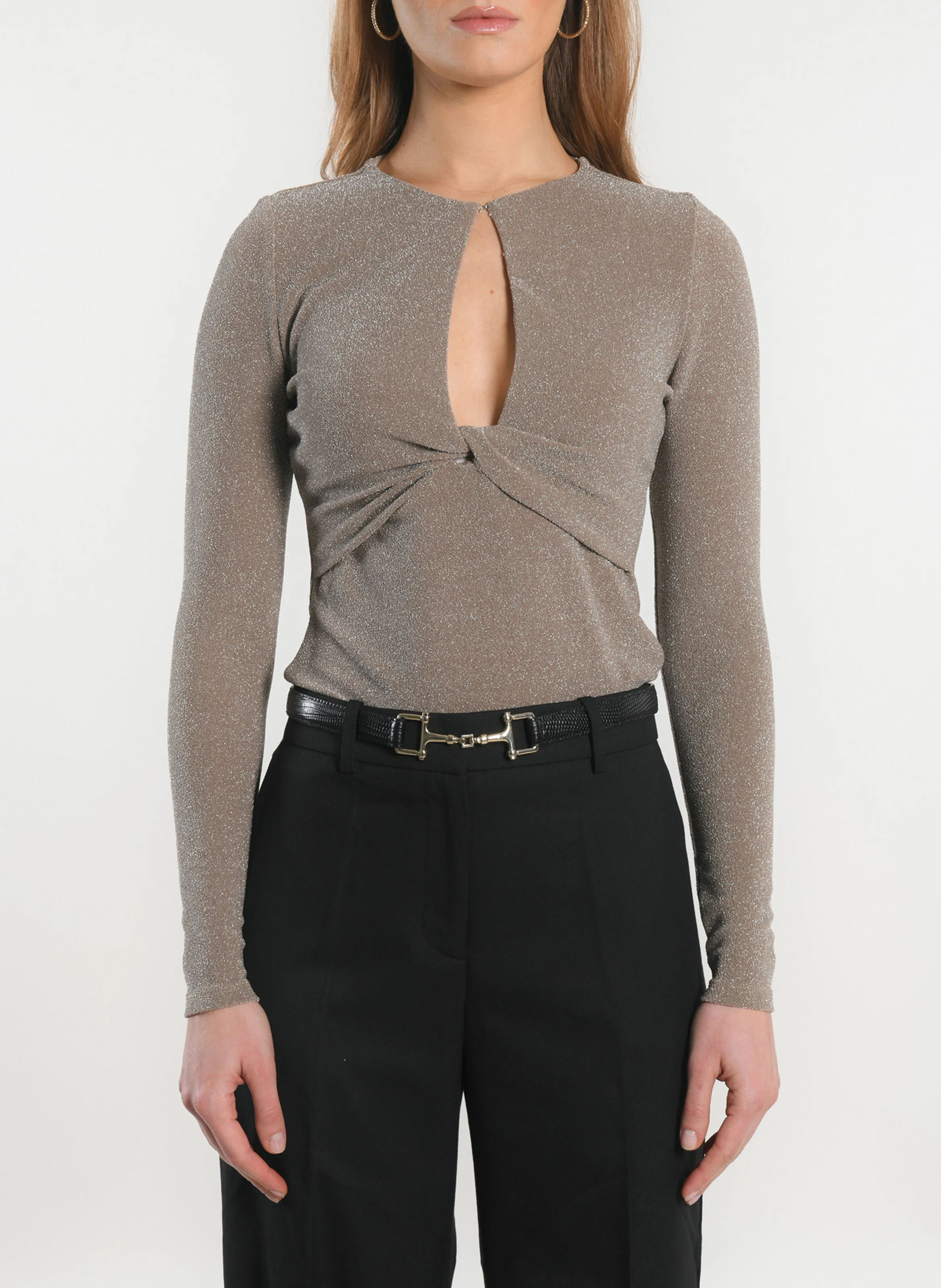 SAYA - Top ajusté col rond | Beige