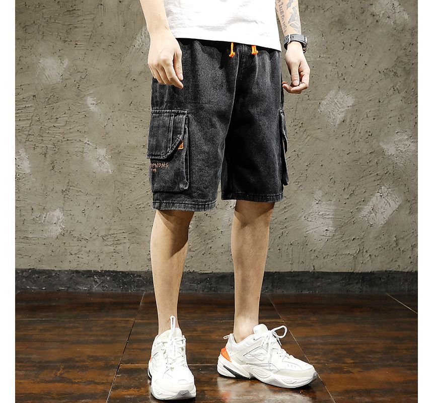 WidoWilder - Cargo denim shorts met hoge taille en wijde pijpen