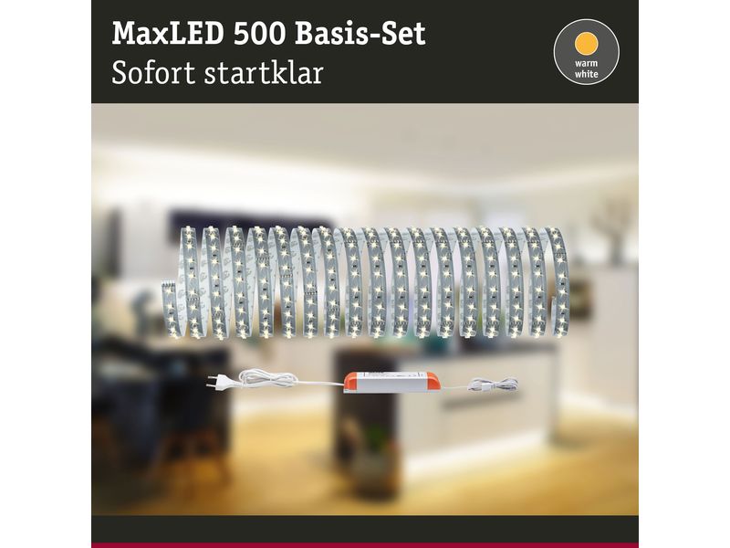 Paulmann LED-Stripe MaxLED 500 2700 K, 10 m Basisset Unbeschichteter LED-Streifen, kürzbar