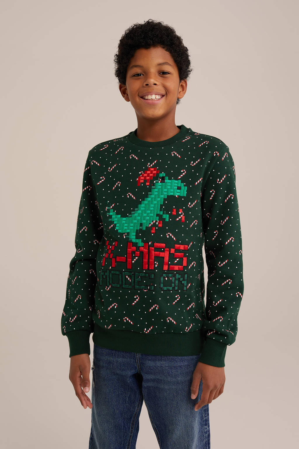 WE Fashion sweater donkergroen