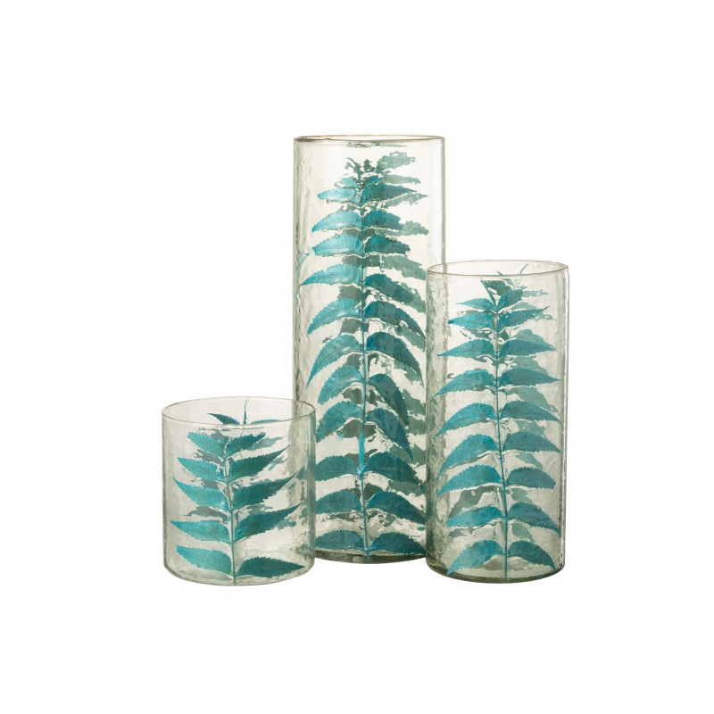 Vase avec feuille en verre multicouleur 14x14x30 cm