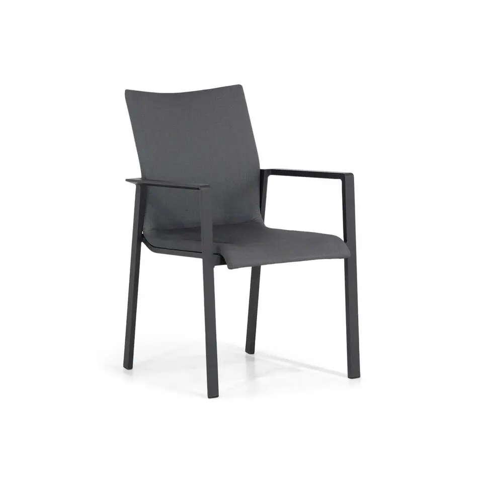 Tuinstoel stapelbaar Aluminium/textileen Grijs-antraciet Lifestyle Garden
