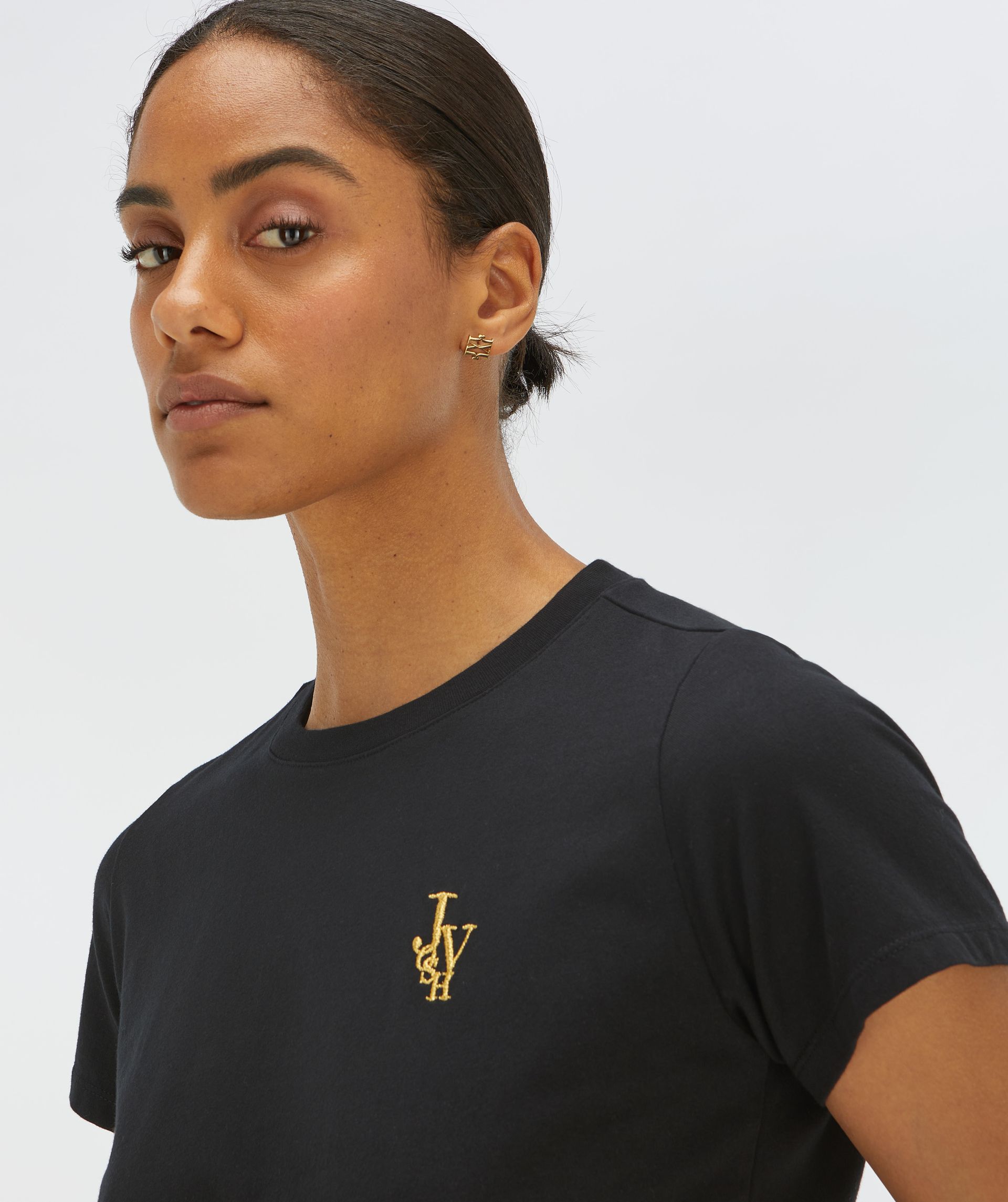 JV-ZOE EMBROIDERY slim fit T-shirt - black