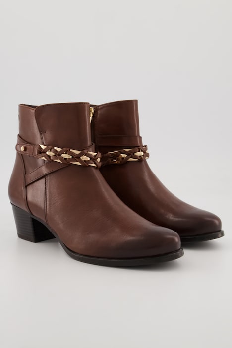 Caprice Leder-Stiefeletten, Zierkette, Zipper, Weite G