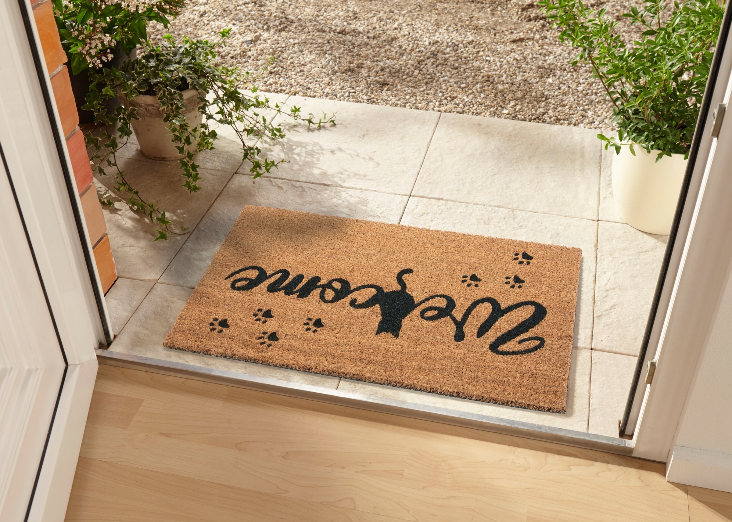HANSE Home Fussmatte »Mix Mats  Kokos Cat Paws Welcome, Türmatte« rechteckig 15 mm Höhe Kokos, Schmutzfangmatte, Outdoor, Rutschfest, Innen, Kokosmatte, Flur
