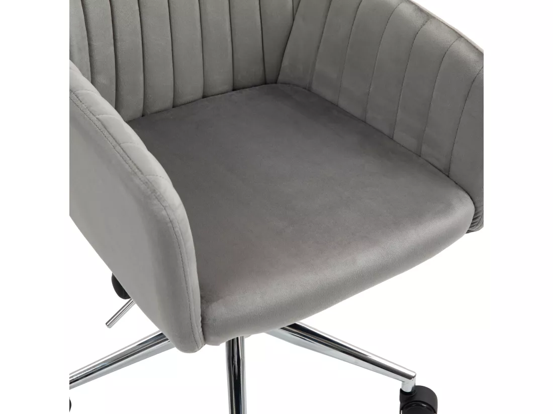 Chaise de bureau SVITA OLIVER, réglable en hauteur, revêtement en velours gris