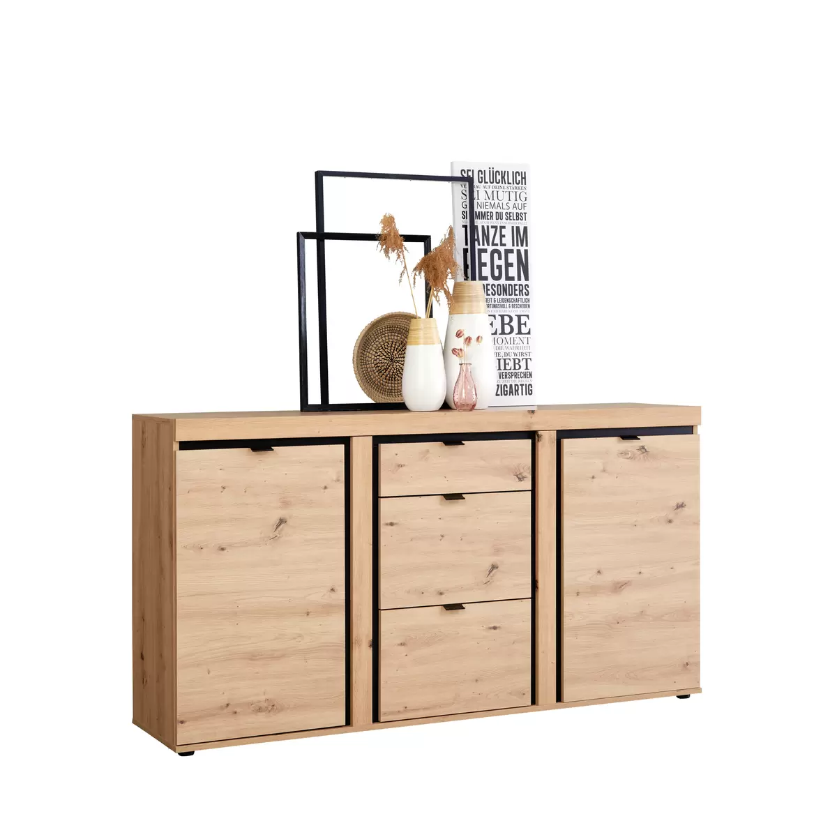 Sideboard Nyon schwarz,Eiche