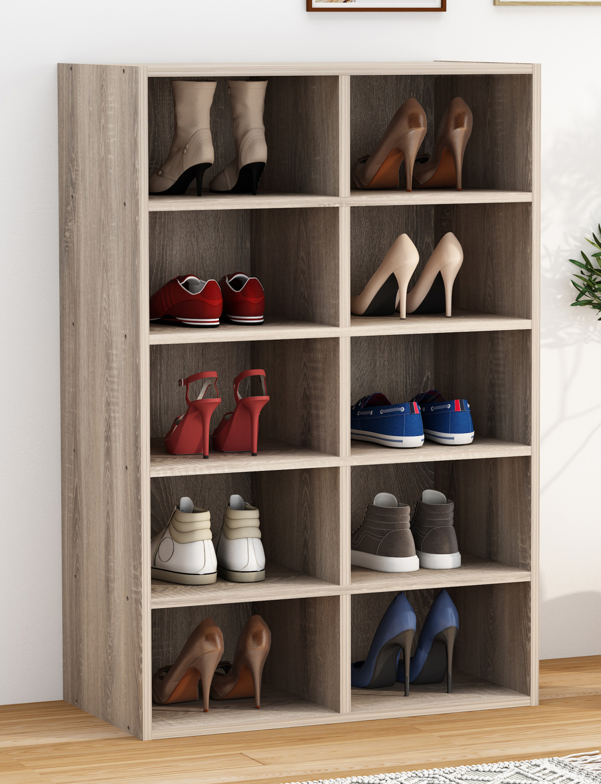 Schuhregal HINSOL M - Sonoma Eiche - 10 Fächer