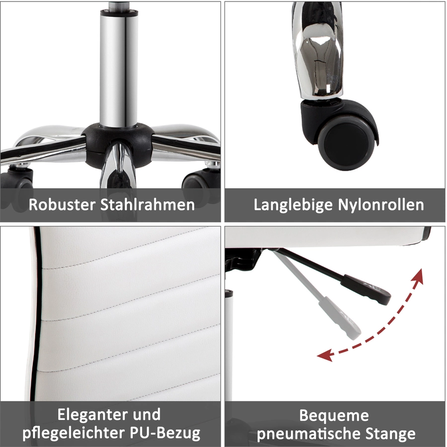HOMCOM Drehstuhl höhenverstellbar weiß