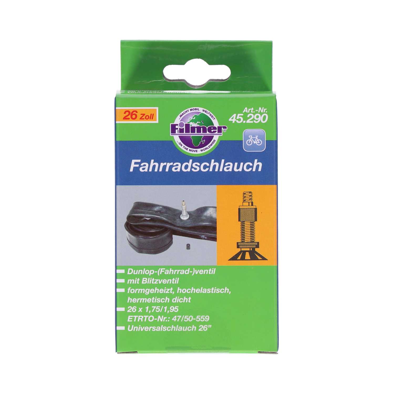 Fahrrad Schlauch Dunlopventil, 26 Zoll, 1,75/1,95