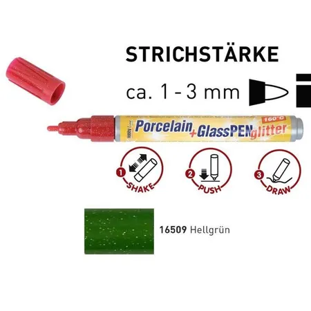 KREUL Porcelain+GlassPen glitter 160°C 1-3 mm Hellgrün
