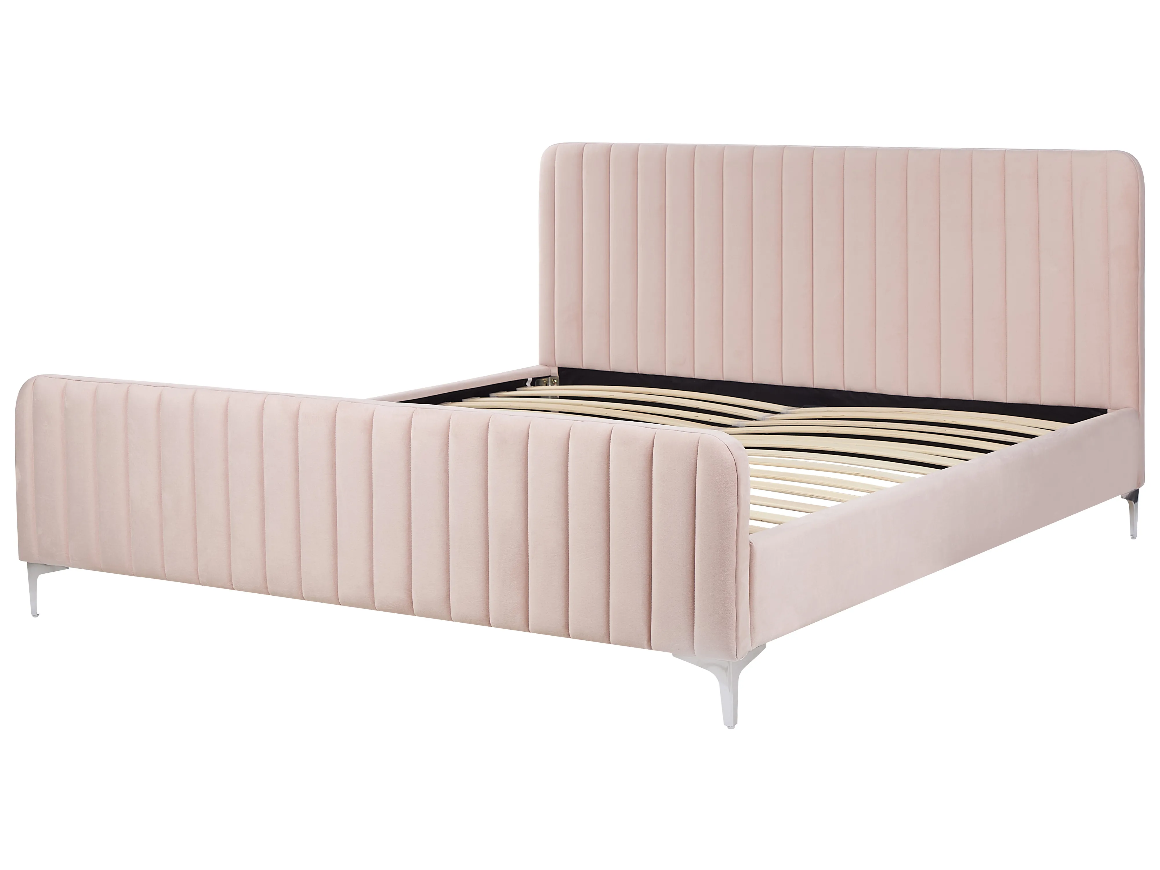 Bed Fluweel LUNAN 180 x 200 cm Pastelroze
