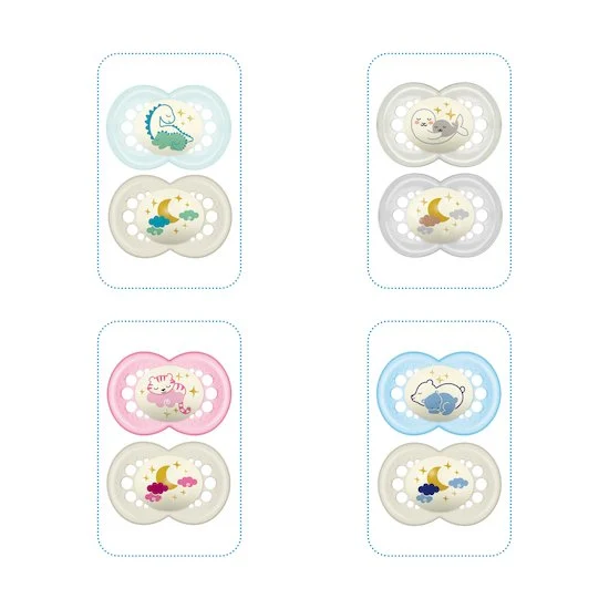 Lot de 2 sucettes silicone nuit 18m+   Aléatoire        de               Mam