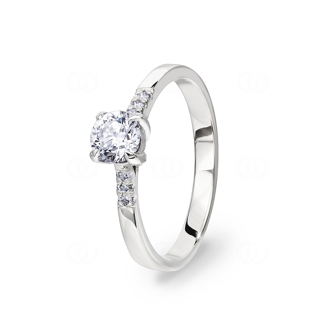 Verlobungsring 750/18 K Weissgold mit Diamanten 0.56 ct H/si