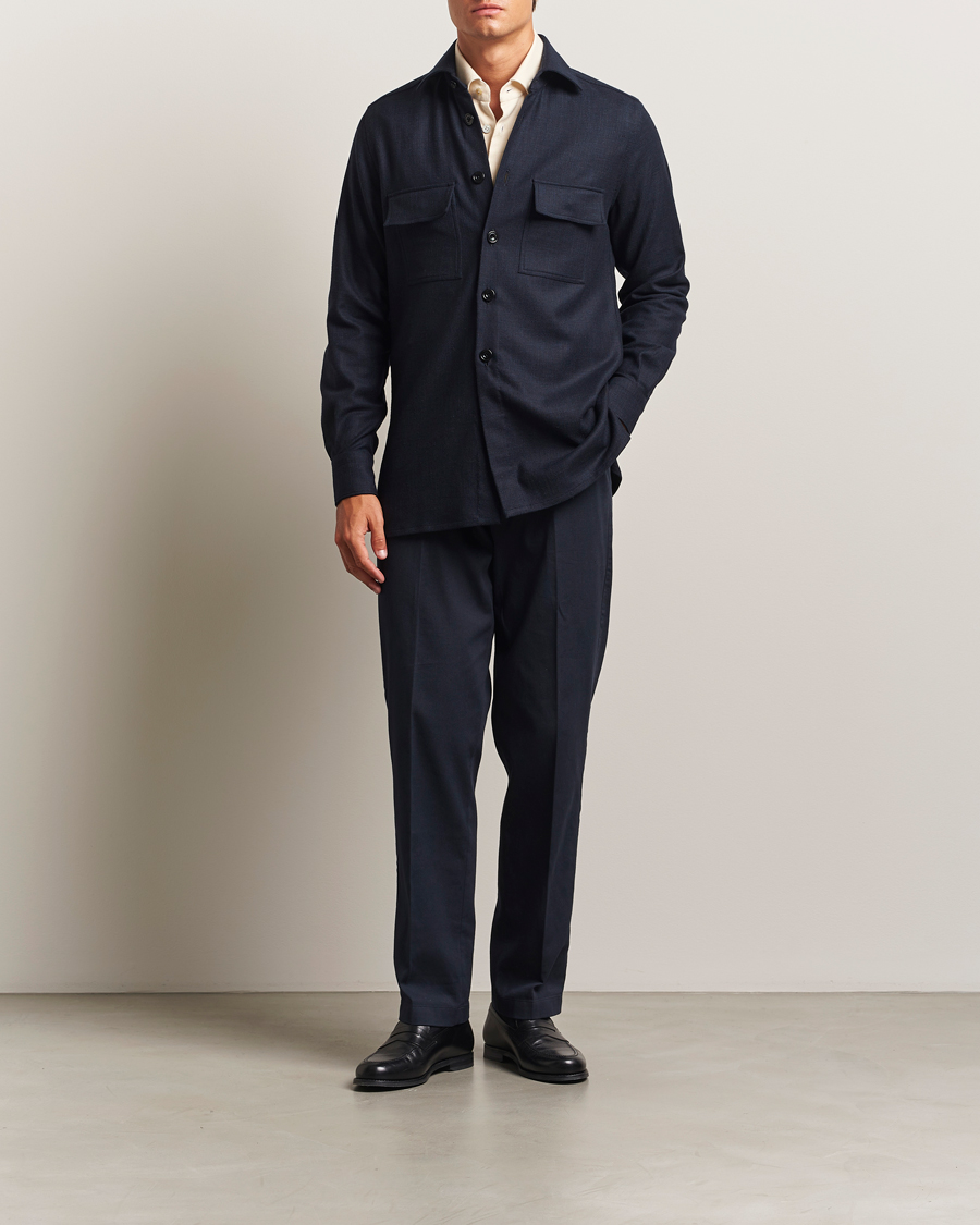 Kiton Wool Overshirt Navy