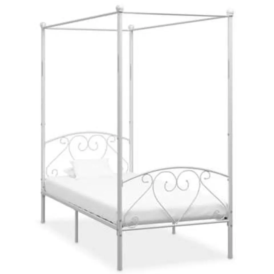 vidaXL - Hemelbed met hoofdbord - Wit - Metaal - 90x200 cm