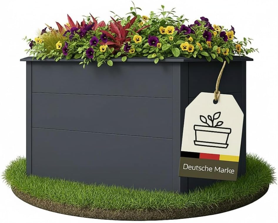 Hochbeet Metall Anthrazit 150x75x77cm - Premium Hochbeet aus pulverbeschichtetem Stahlblech für Garten & Balkon, Schneckenschutz, wetterfest, ideal für Kräuterbeet, Frühbeet & Blumenkasten