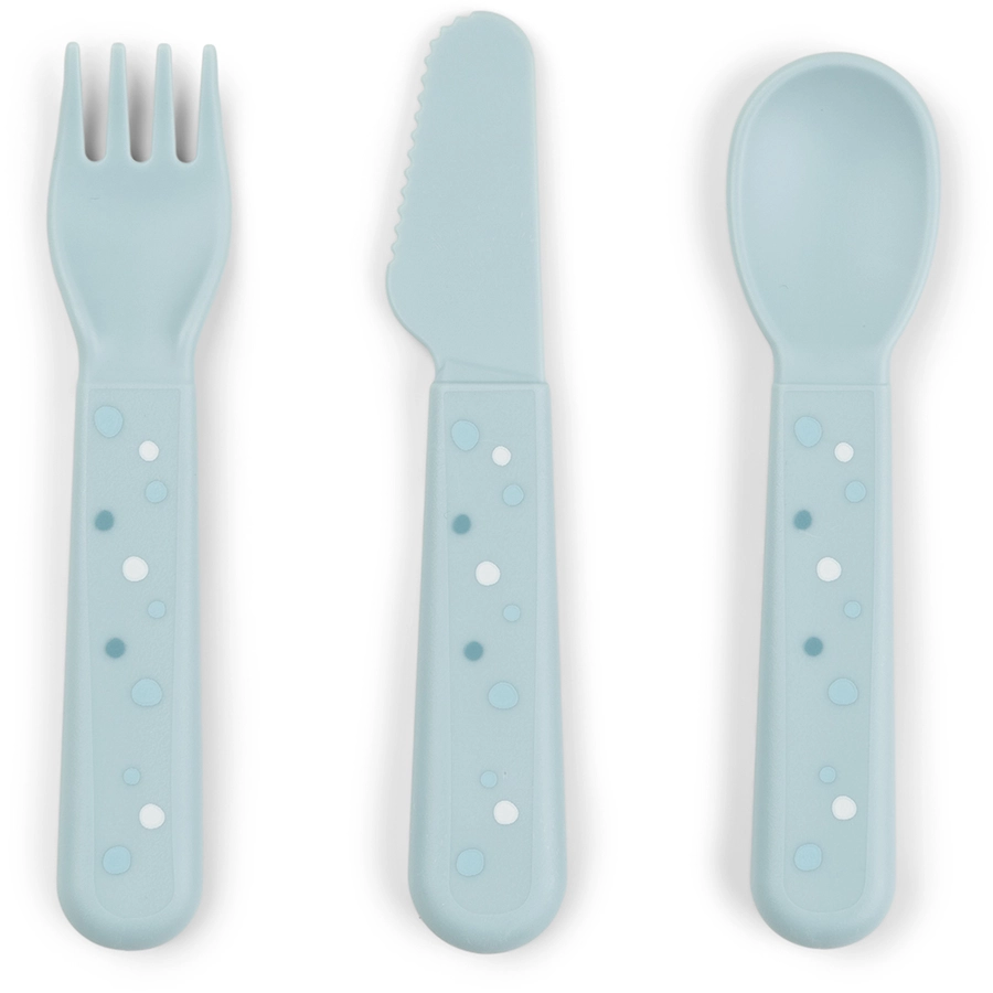 Done by Deer™ Kinderbesteck Set Foodie Happy dots Blau