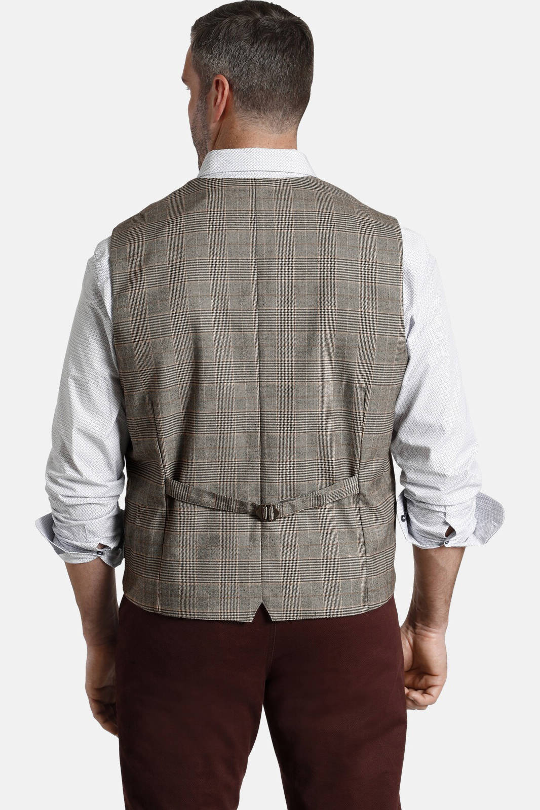 Charles Colby geruit gilet DUKE EDWARD Plus Size bruin