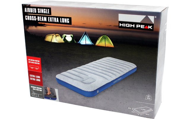 High Peak Air bed Cross Beam Extra Long Luftbett mit integrierter Pumpe hellgrau/blau