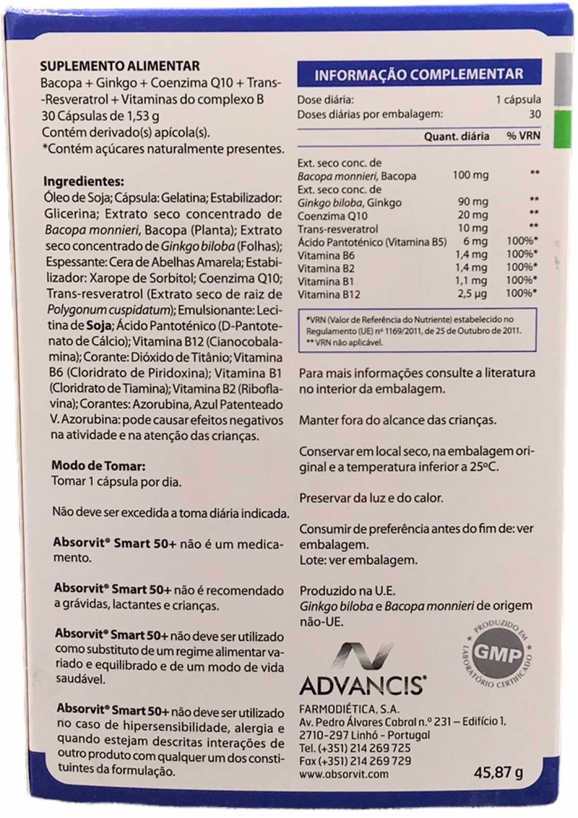 Absorvit Smart 50+ 30 cápsulas