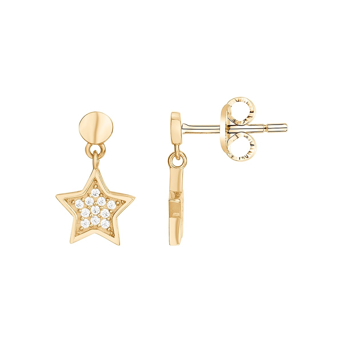 Boucles d'oreilles clous en Plaqué Or avec oxyde de zirconium blanc