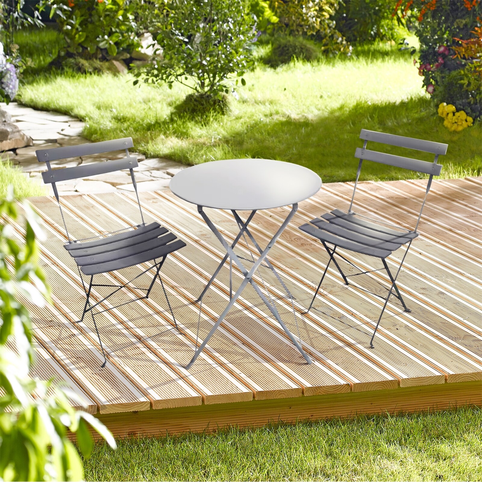 HTI-Living Bistroset 3-teilig Cavo Grau