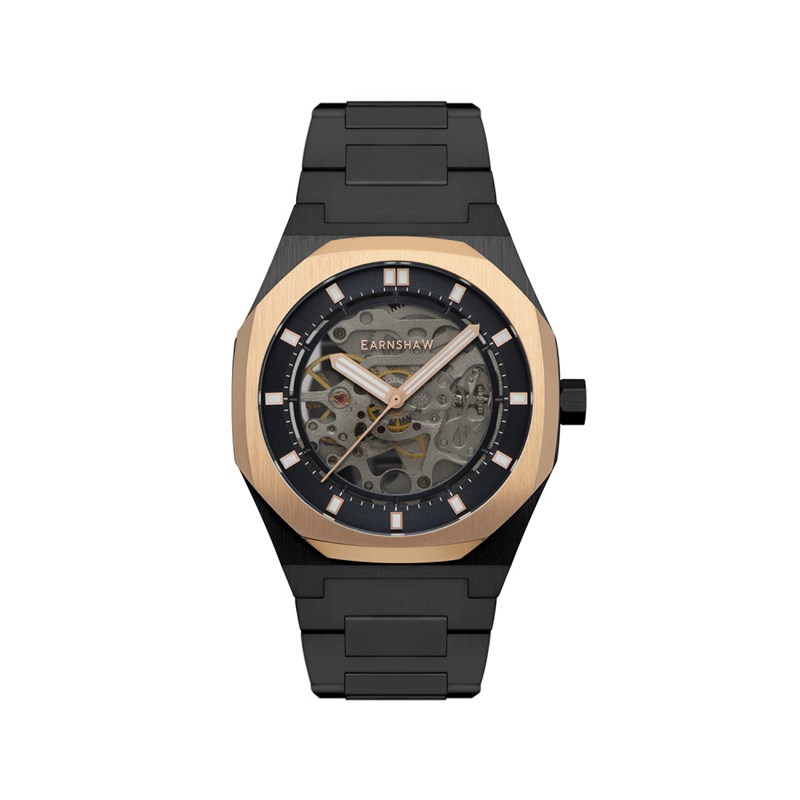 Montre homme automatique squelette Earnshaw - Bracelet acier inoxydable - 3 aiguilles- DRAKE