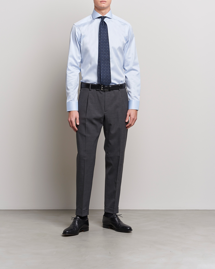 Eton Slim Fit Twill Cut Away Shirt Light Blue