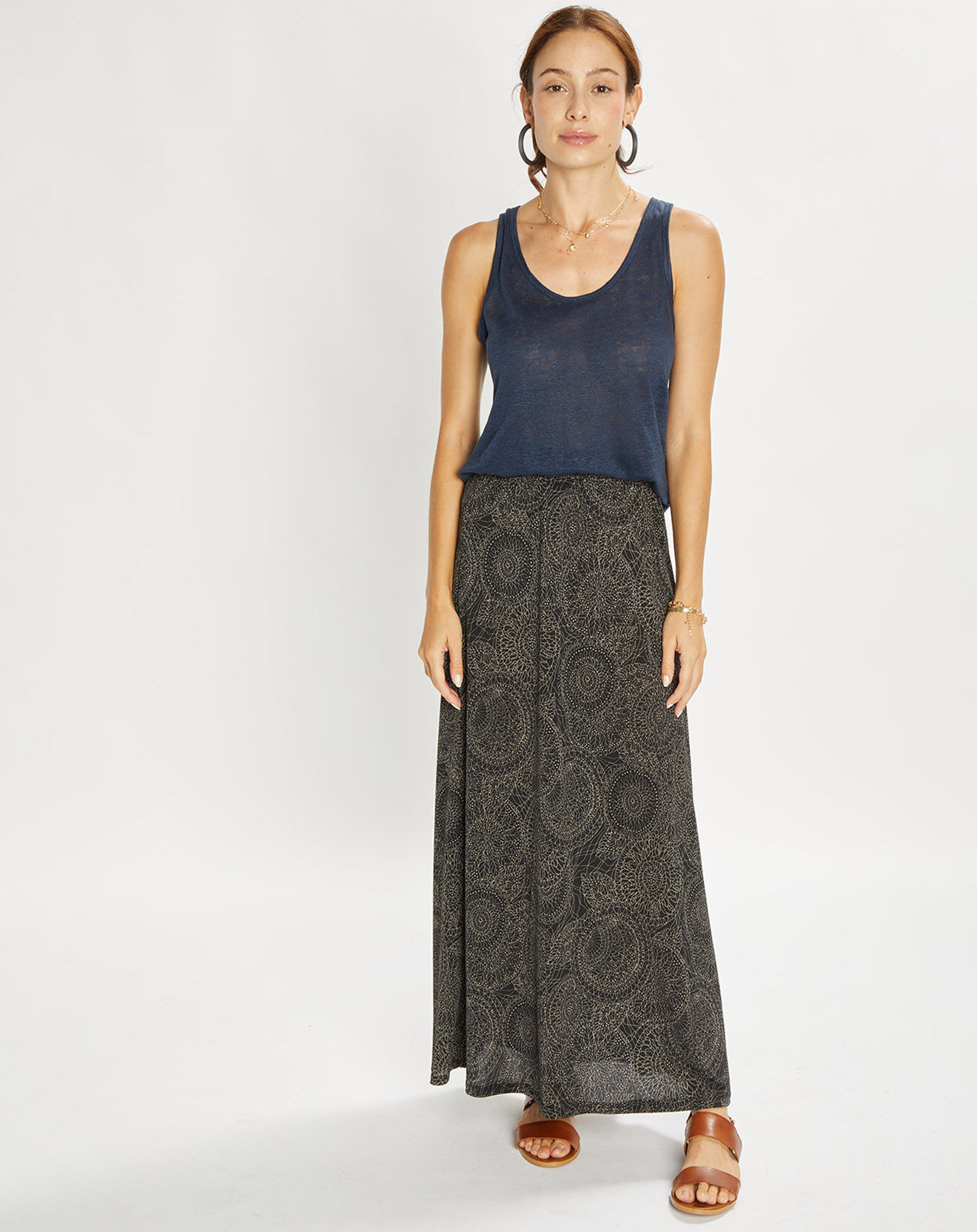 Lauren Vidal Jupe Store à imprimé rosace noire