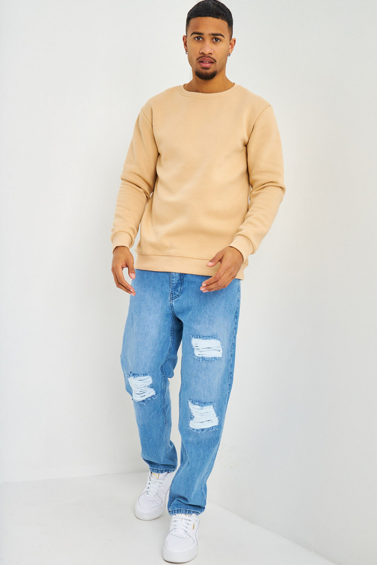 Sweat beige col rond