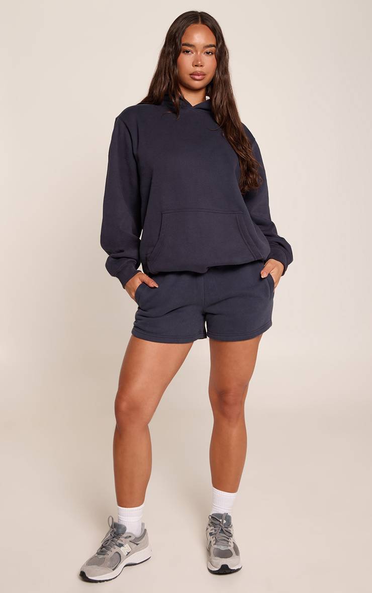 Bleu Marine Short En Molleton De Coton