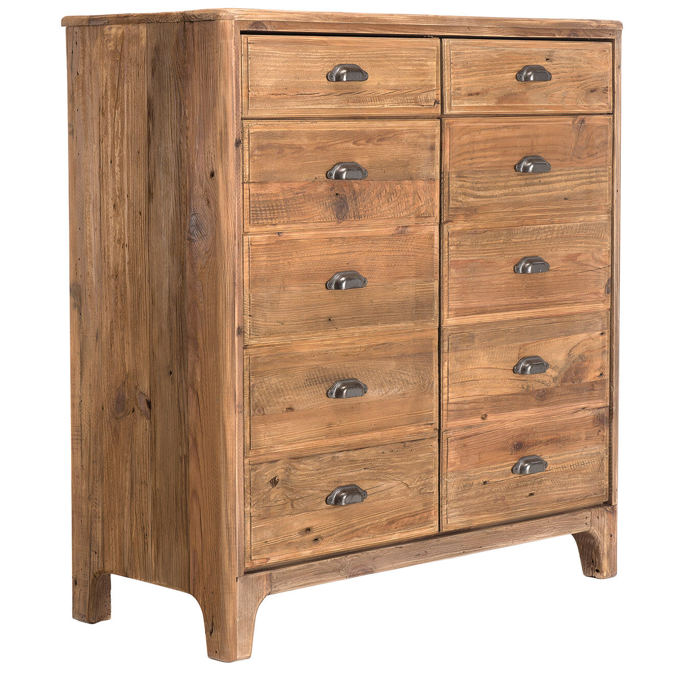 Macabane Meuble 2 tiroirs 2 portes avec tiroirs Sandy bois naturel  - 105x48x113 cm