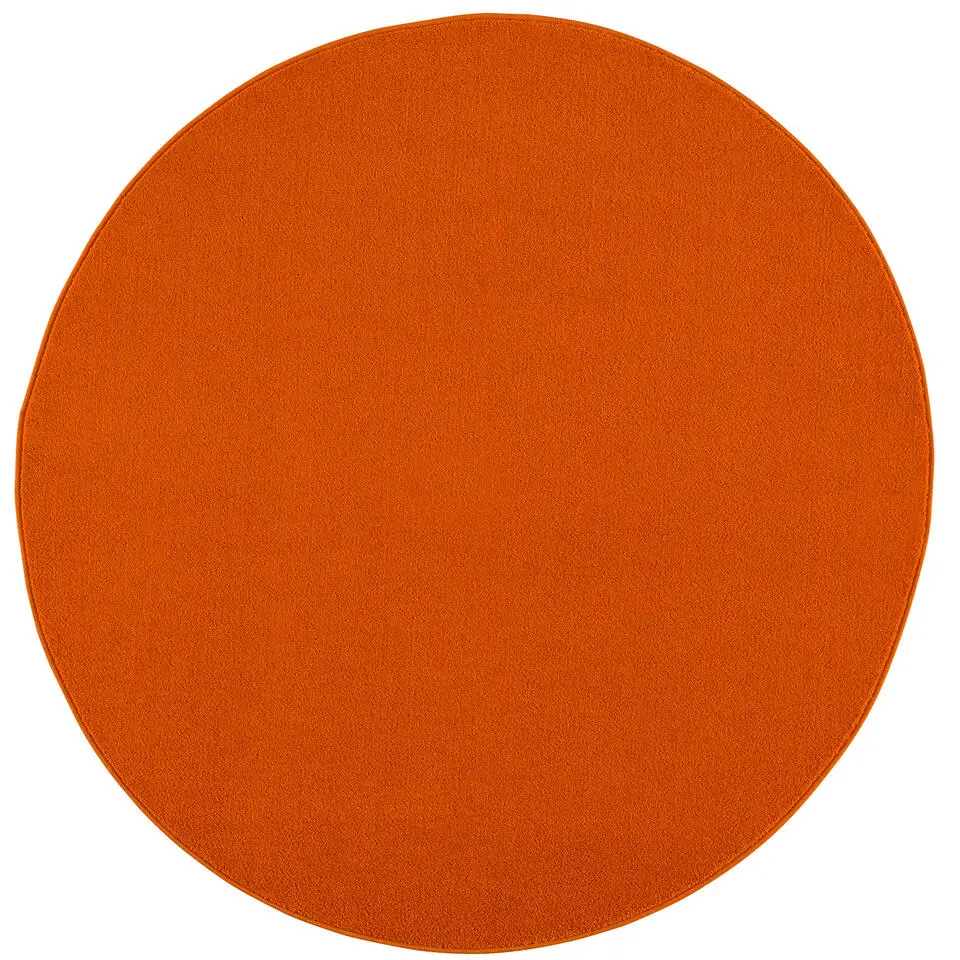 Uni Rond Effen Laagpolig Vloerkleed Modern Oranje - 200 CM ROND