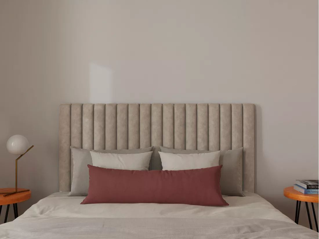 Tête de lit coutures verticales - 150 cm - Tissu - Taupe - SARAH