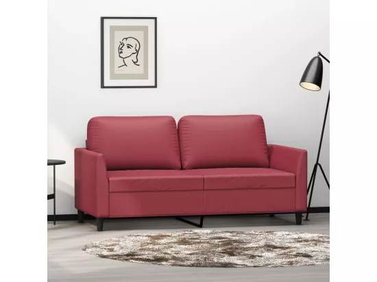 Canapé à 2 places Rouge bordeaux 140 cm Similicuir