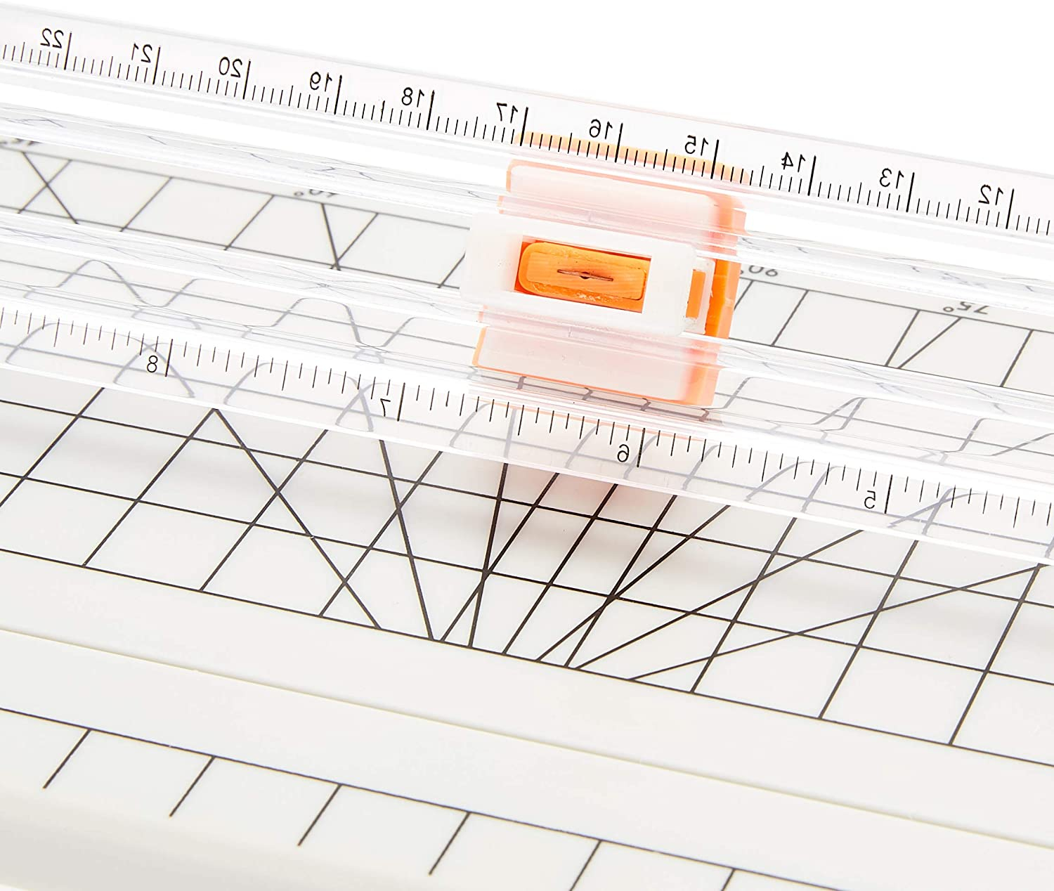 (38x16cm) Papier Roll / Schnitt Schneidemaschine mit Führungsschiene (Schnittlänge 31 cm) - Weiss / Orange