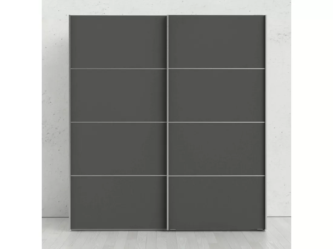 Garde-robe 2 portes Cassano, Meubles de chambre, Penderie de plain-pied, Placard à vêtements, 182x64 h202 cm, Blanc et gris