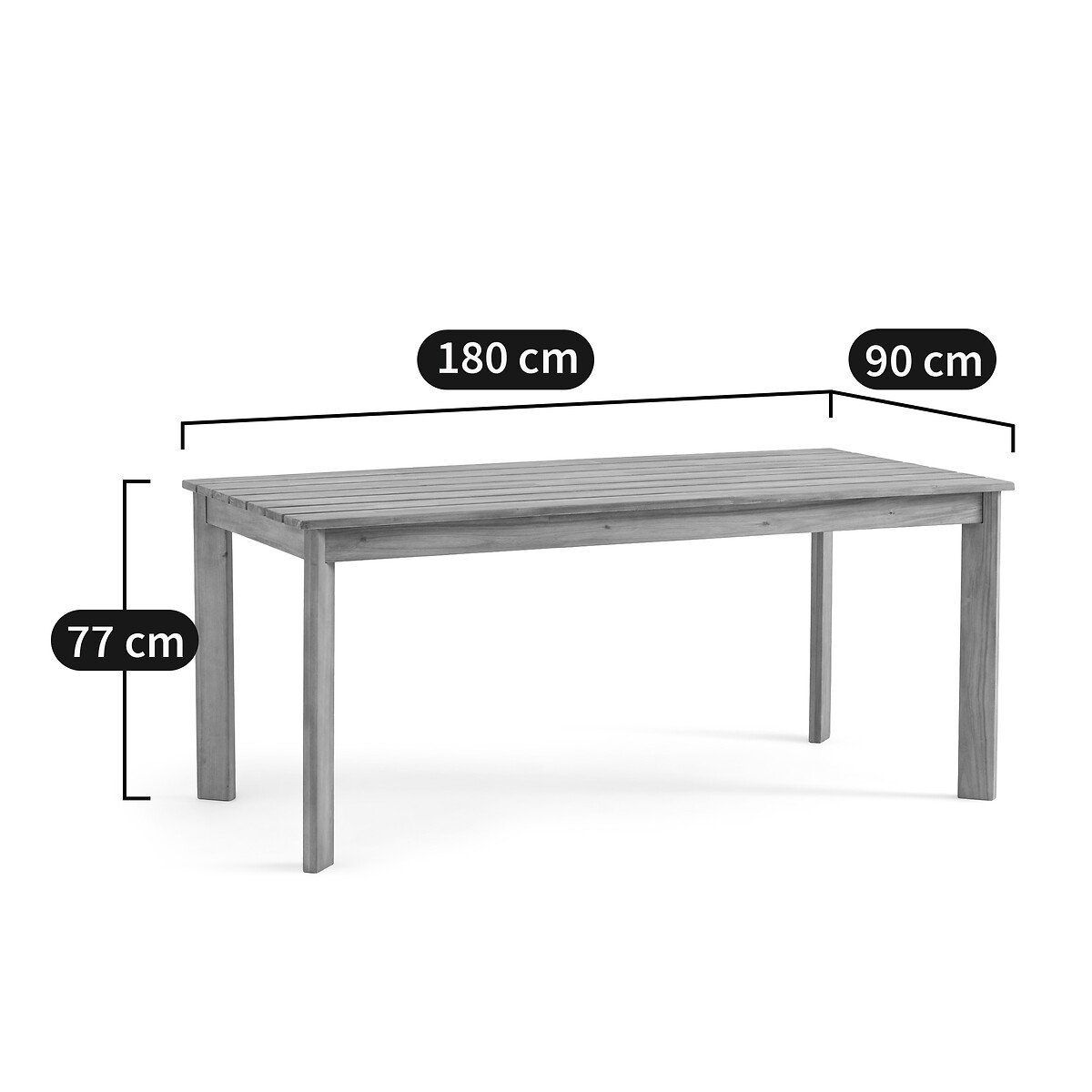 LA REDOUTE INTERIEURS<br>Mesa retangular para jardim em acácia, Lia