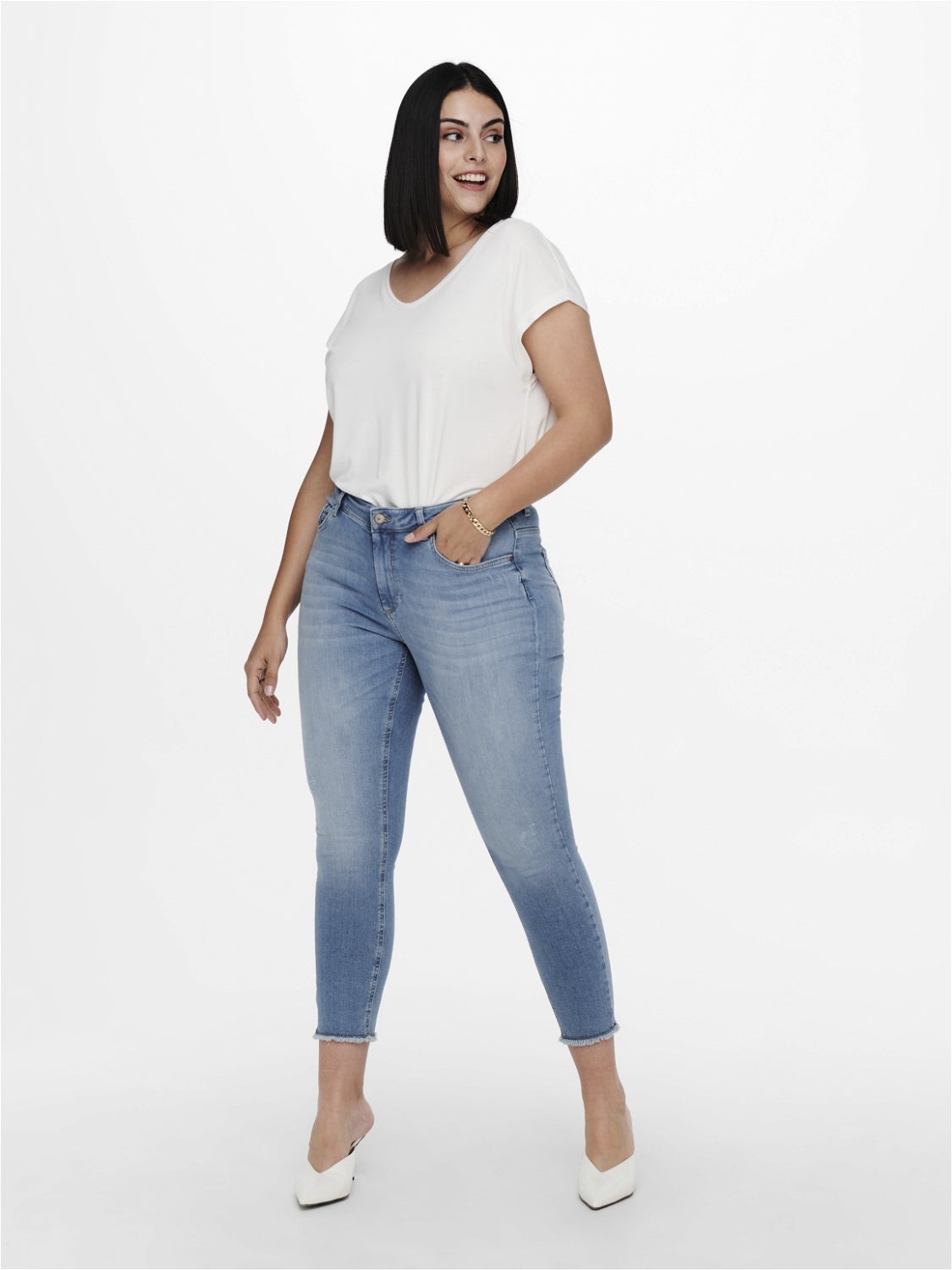 CARWILLY Mittlere Taille Skinny Fit Jeans Light Blue Denim