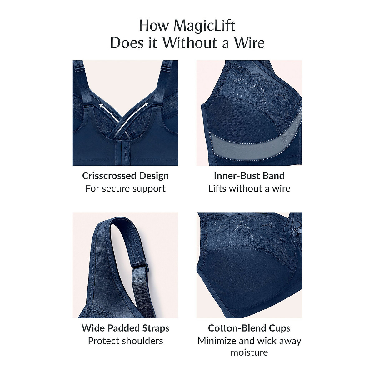 GLAMORISE<br>Sutiã Minimizer Magic Lift sem aro