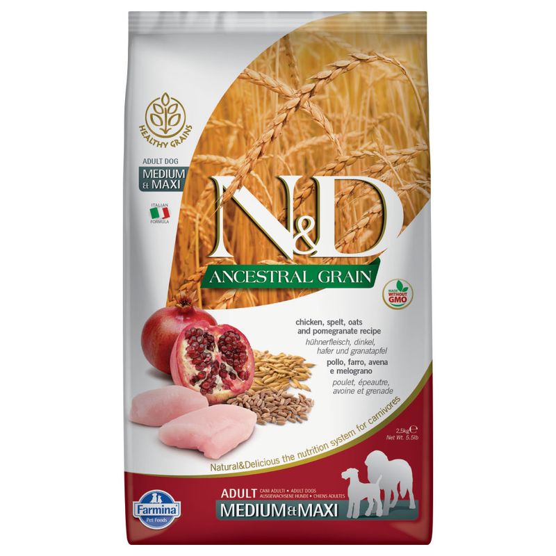 Farmina N&D Ancestral Grain Adult Medium & Maxi poulet, grenade