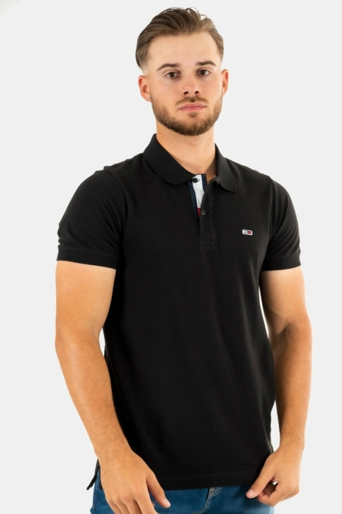 Polos tommy jeans slim placket pol bds black