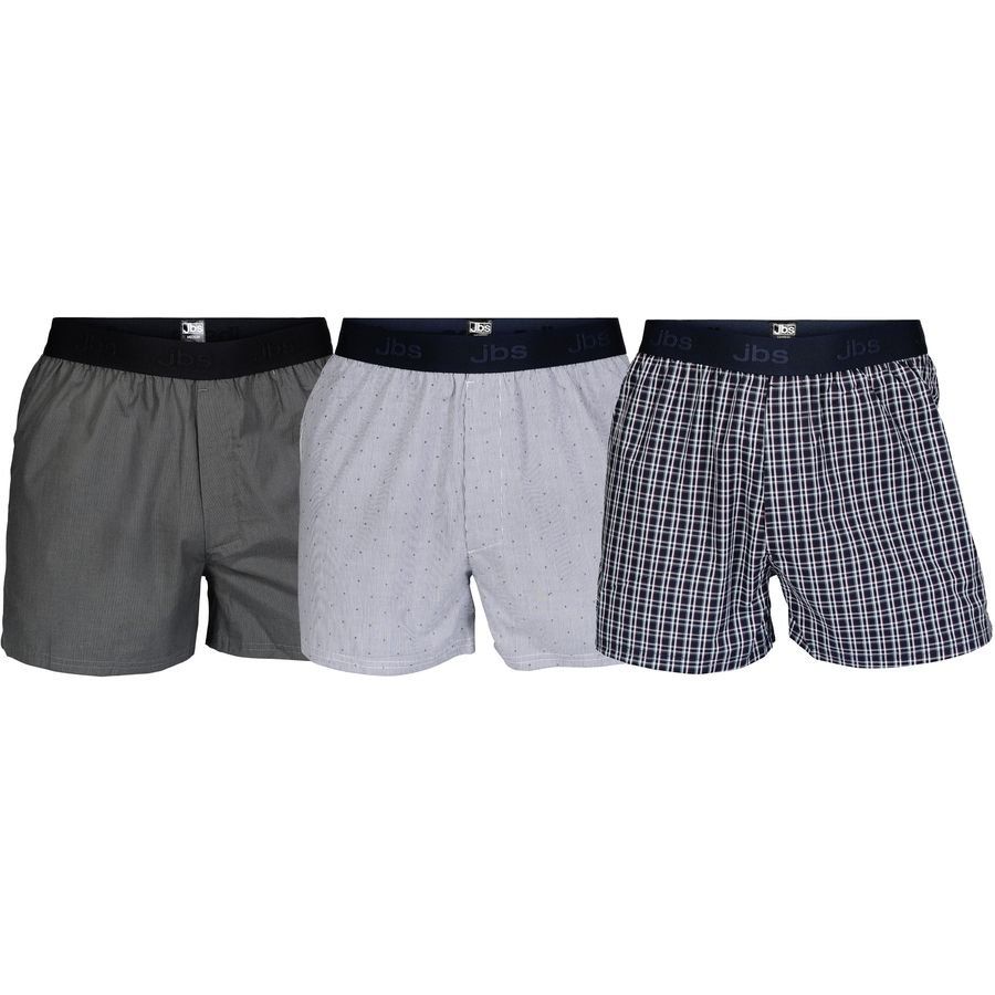JBS Shorts Boxer Pack de 3 - Gris/Blanc/Bleu