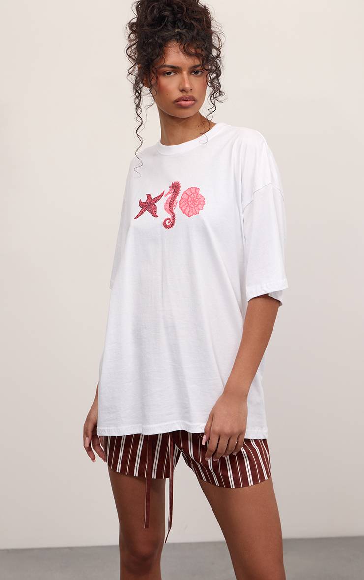 Chocolat Short Ample Rayé En Coton Avec Cordon De Serrage