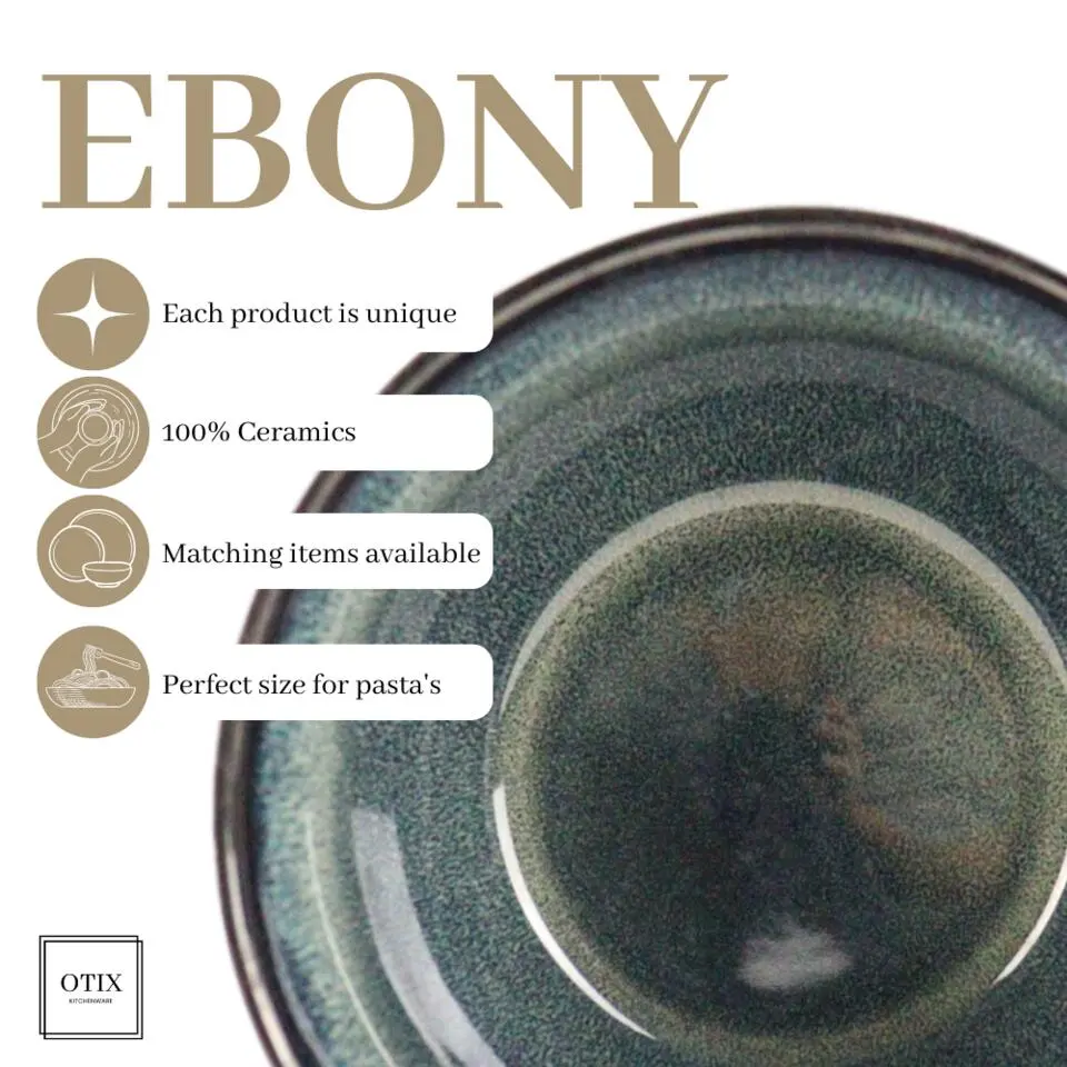 OTIX Soepkommen zonder Oor Set van 6 Schaaltjes 600ml Blauw Aardewerk EBONY