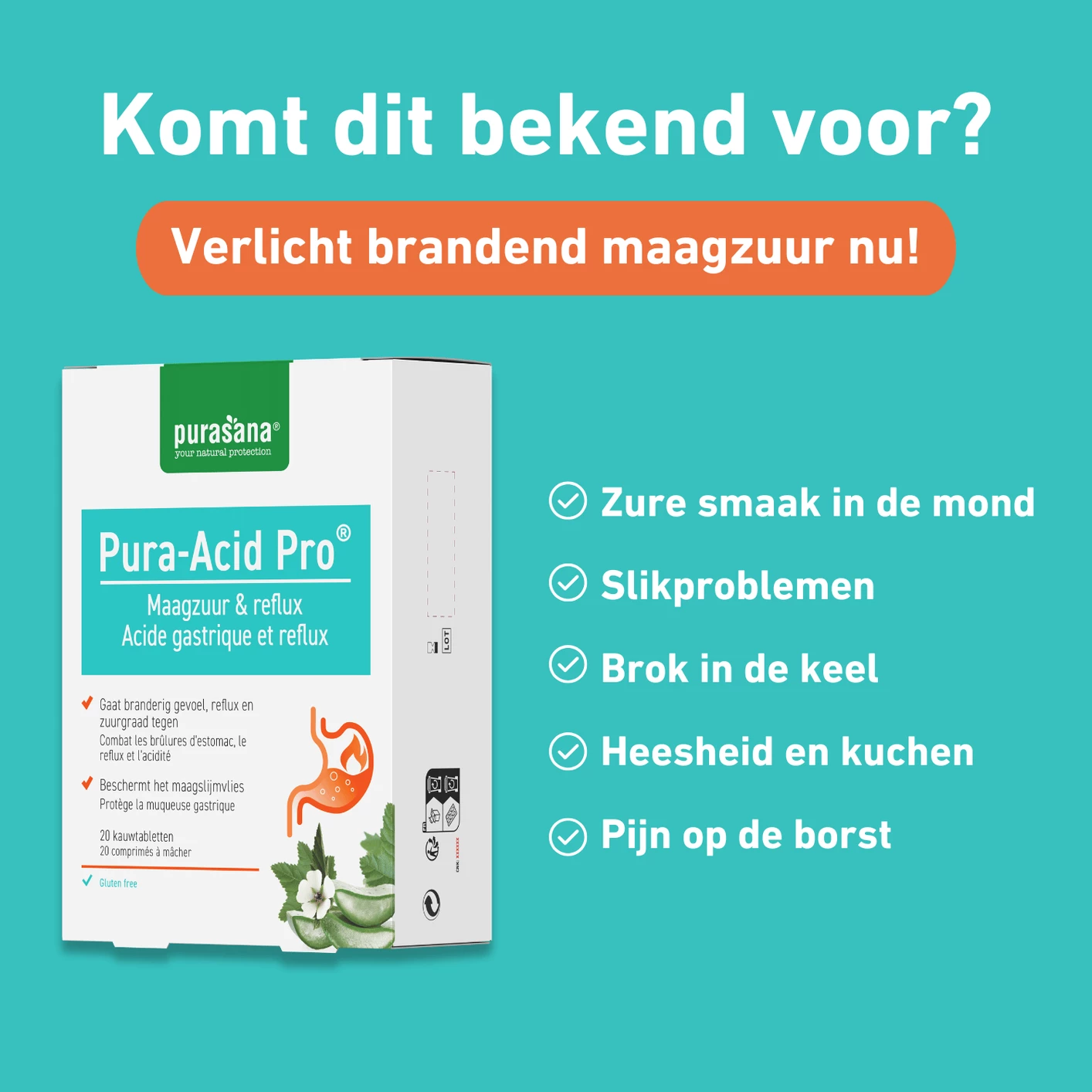 Purasana Pura-Acid Pro (20 kauwtabletten)